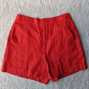 Madewell Harlow Shorts Women's 2 Red 100% Linen High Waist Retro Pockets